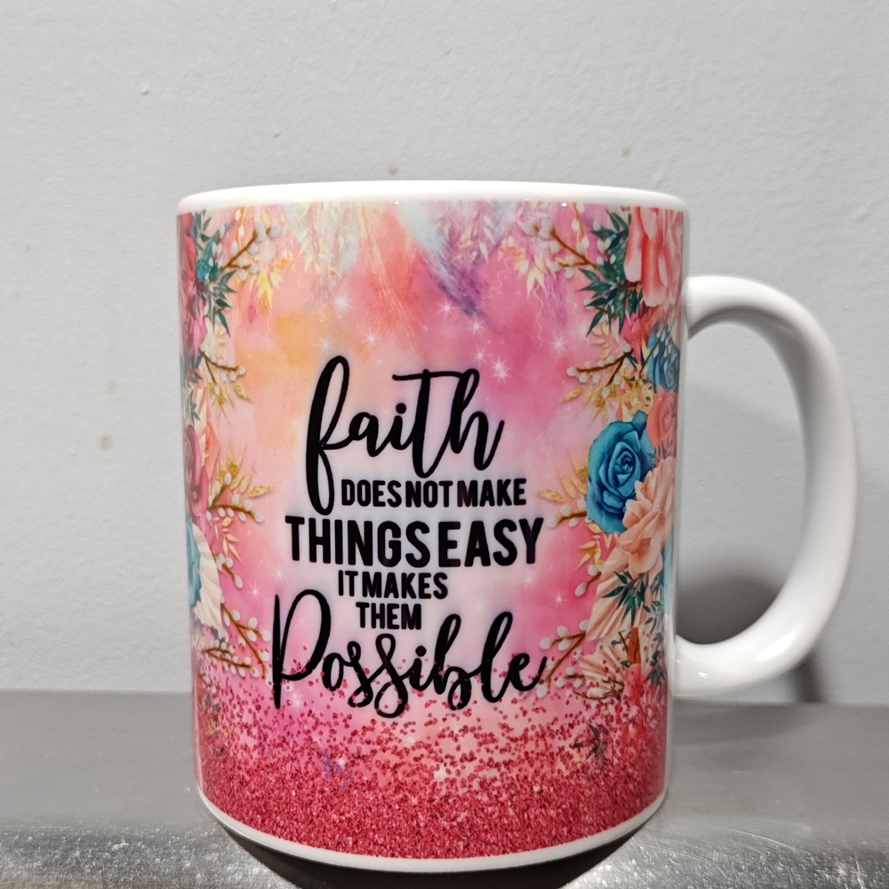 Floral Inspirational Mug - Pink and Blue
